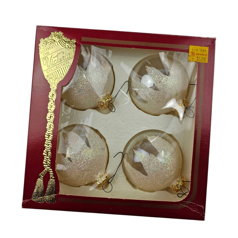 Victoria Collection Christmas Ornaments, Round Glass with Glitter, 3 Sets‎ of 4